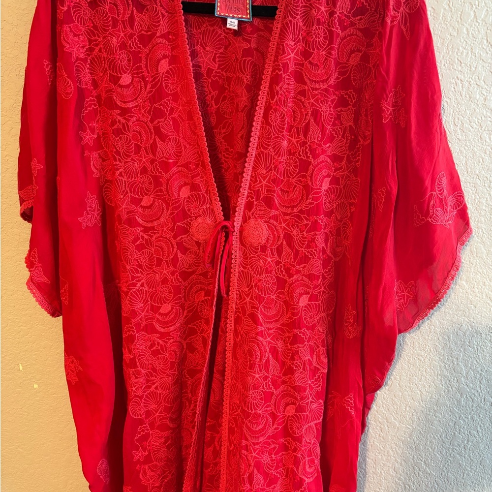 Johnny Was Crimson Floral Kimono